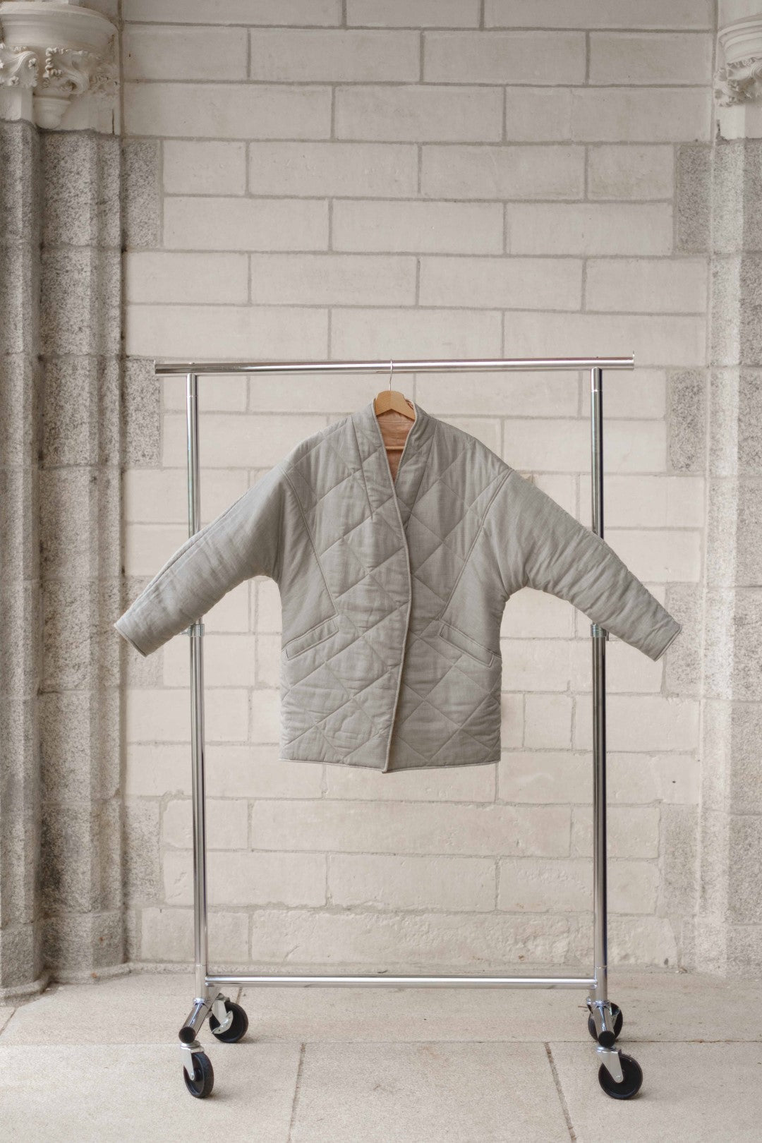 Veste matelassée en coton biologique vert amande