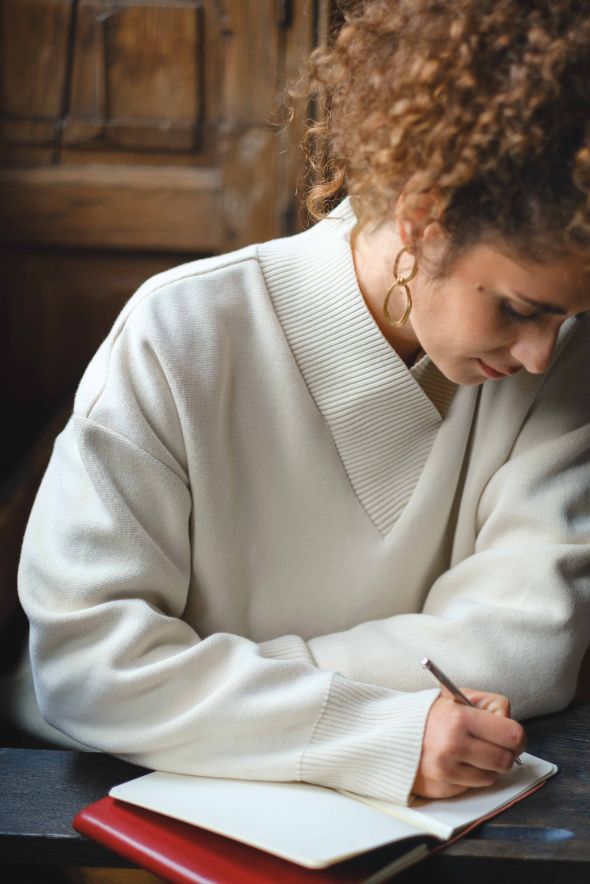 Pull écru en maille de coton biologique