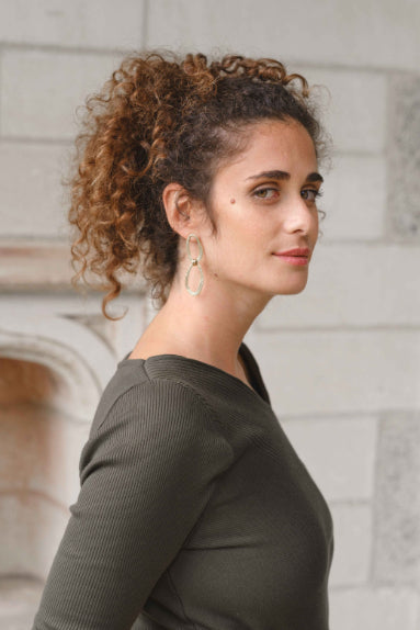 Top à manches longues en maille kaki