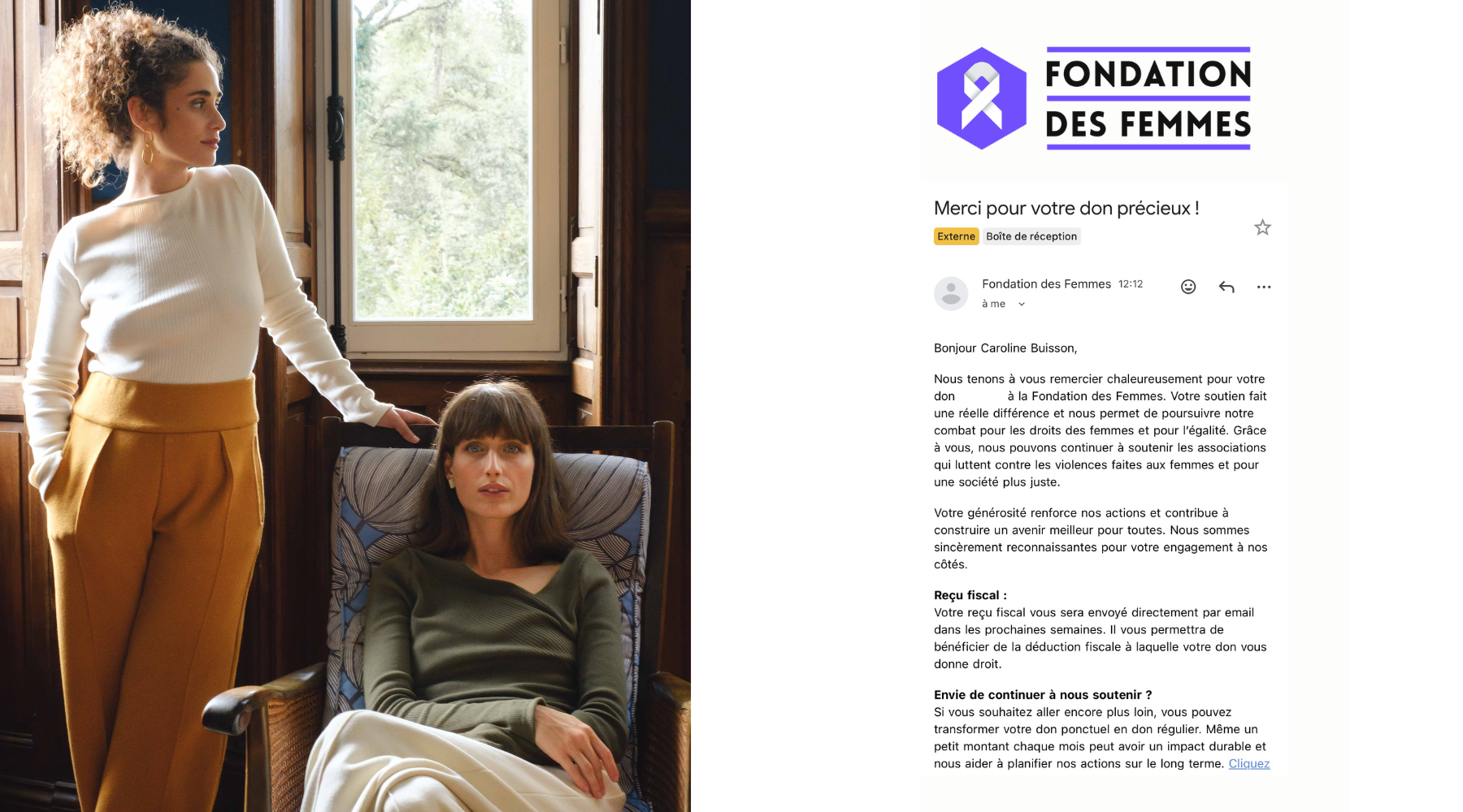 Notre don à la Fondation des Femmes
